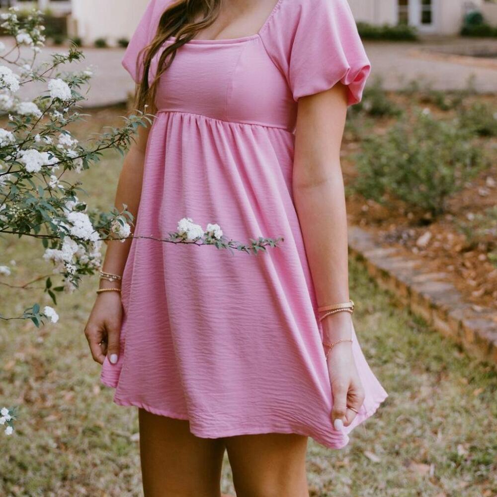 NEW Altar'd State Square Neck Off Shoulder Back Zip Dress Pink Womens Size Large